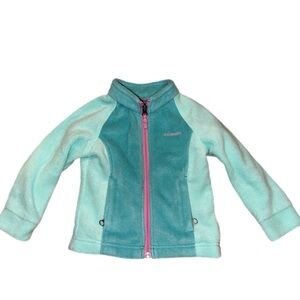 COLUMBIA Pastel Teal Green & Pink Baby Girl Full Zip Fleece - 2T
